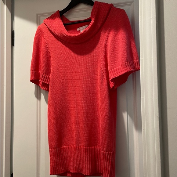 Design History Top Dress Women Size S Coral Soft Knit Cowl Neck Short Sleeves - Picture 8 of 13